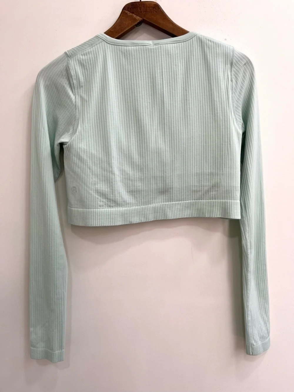 Lululemon Ebb to Street Long Sleeve Cropped Top Ribbed In Delicate Mint Size 10